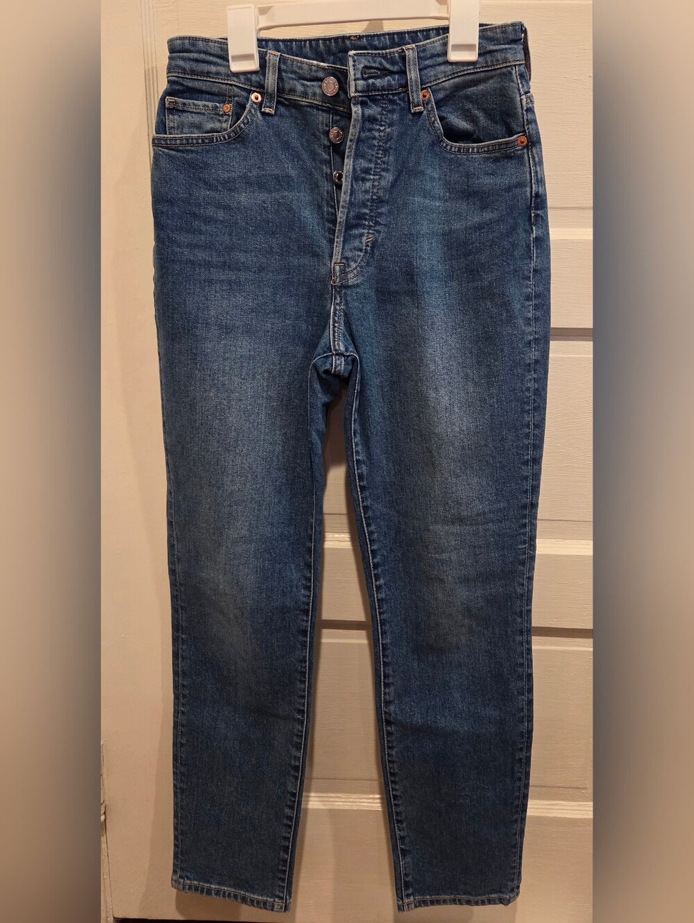 H&M Mom Jeans in Medium Blue Denim